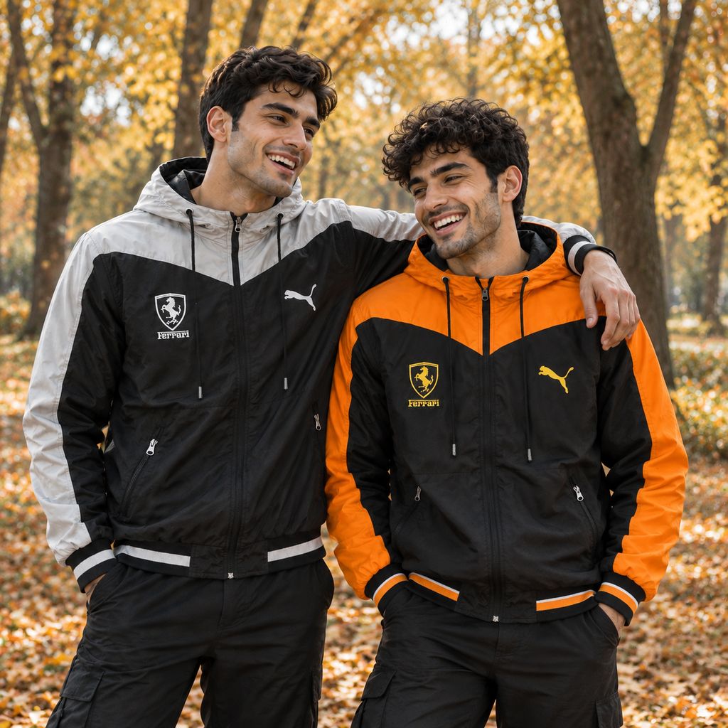 کاپشن مشکی زرد مردانه مدل Ferrari