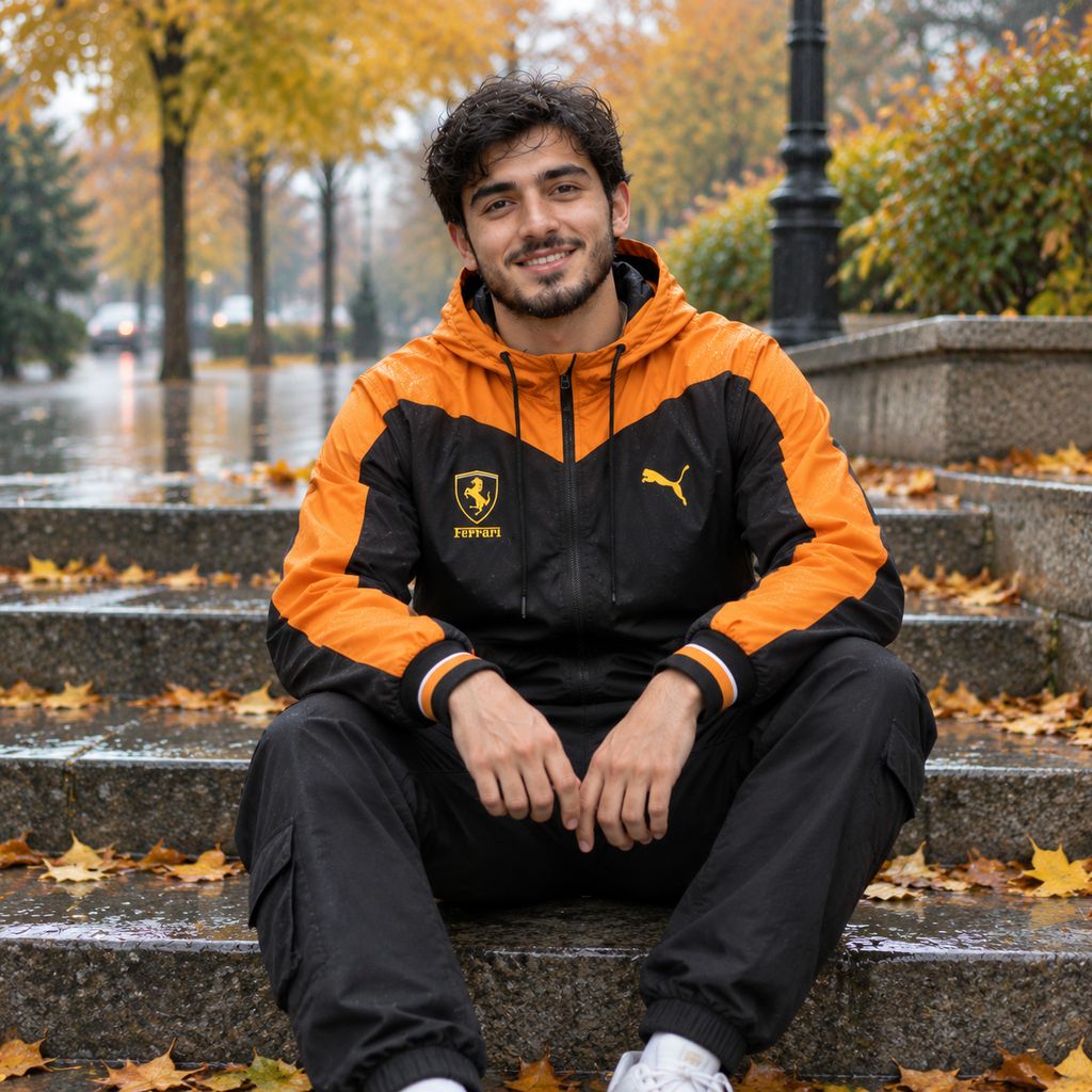 کاپشن مشکی زرد مردانه مدل Ferrari