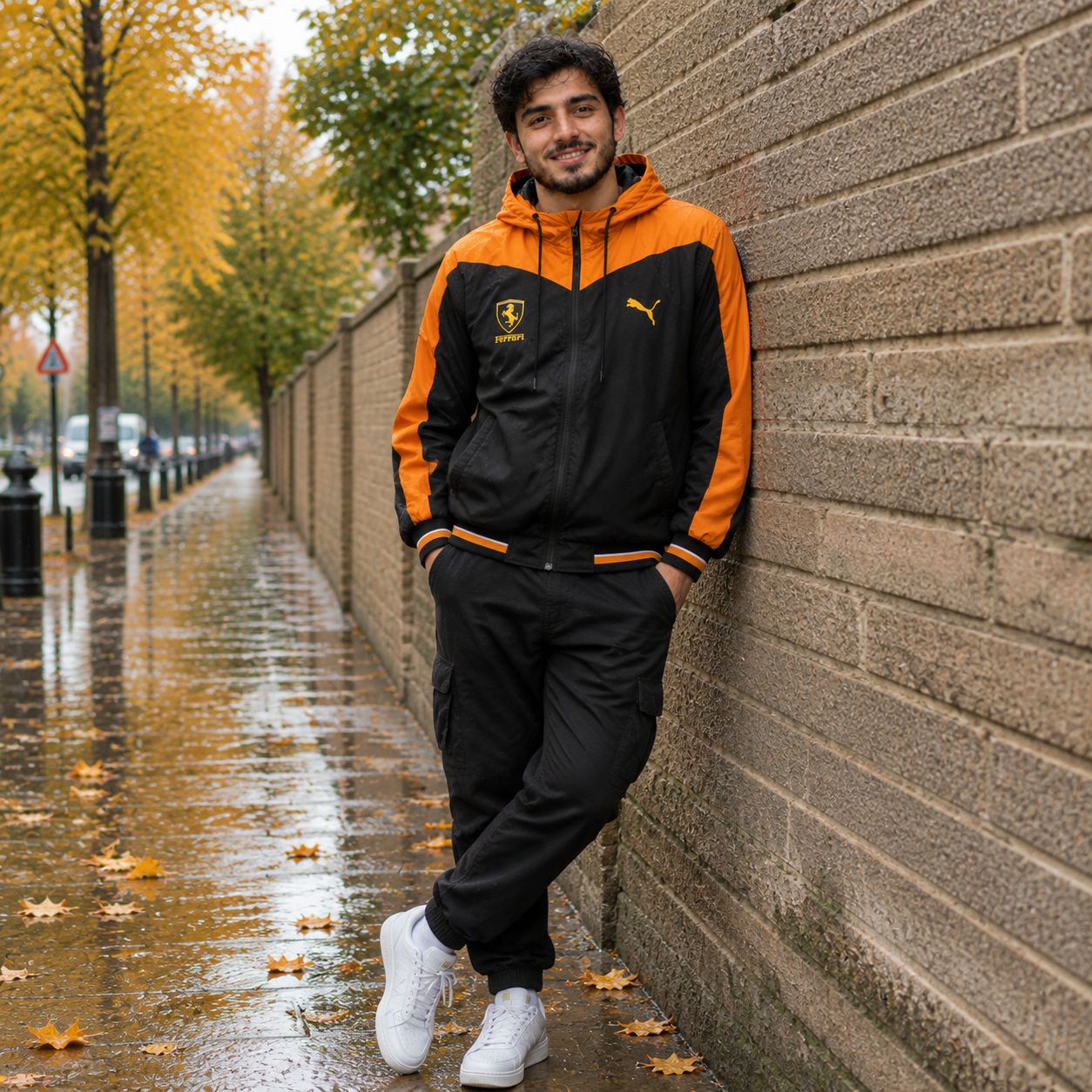 کاپشن مشکی زرد مردانه مدل Ferrari