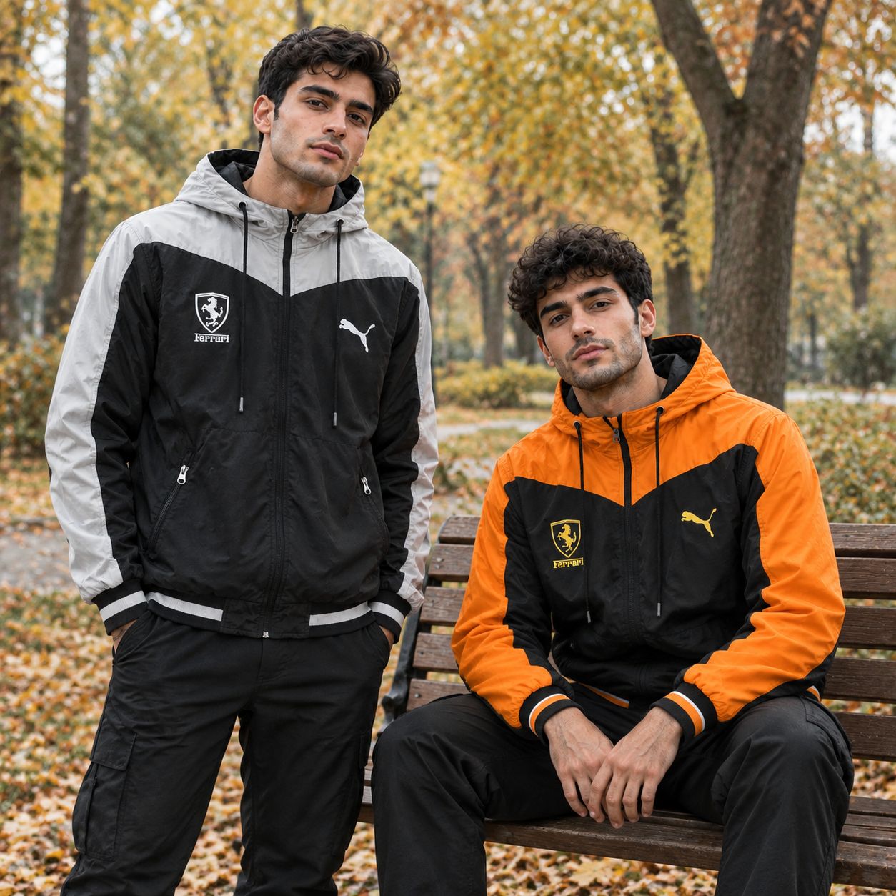 کاپشن مشکی طوسی مردانه مدل Ferrari