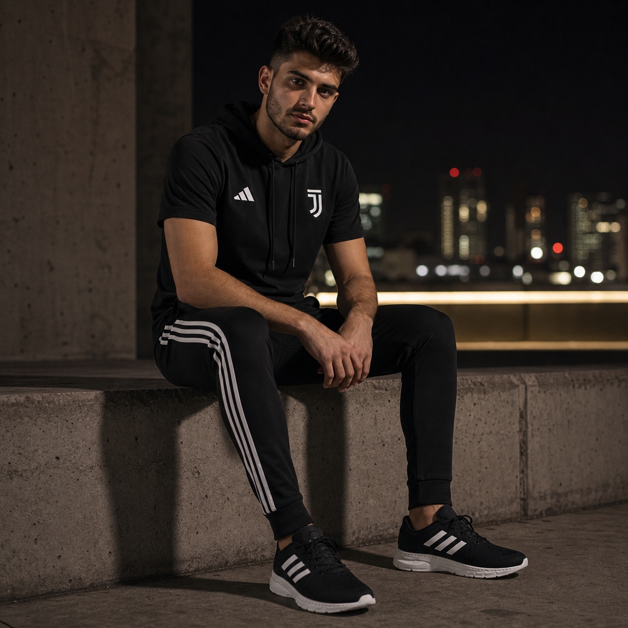 پکیج ست تیشرت کلاهدار و شلوار مردانه مدل Juventus  کفش ورزشی مردانه مدل Alshen