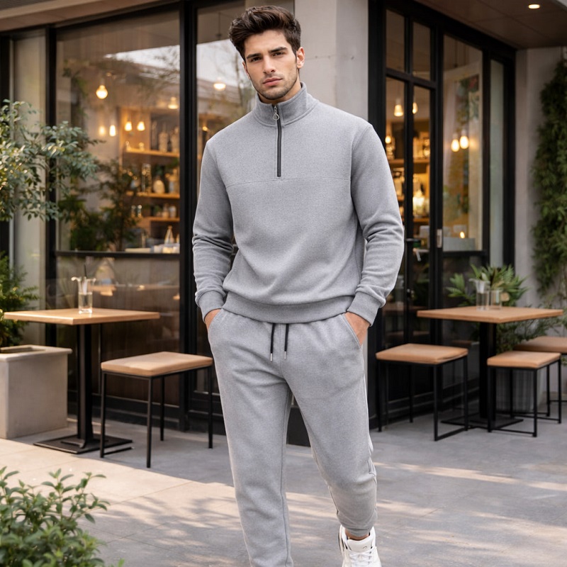 ست مردانه نیم زیپ و شلوار جاگر مدل Behshad-طوسی